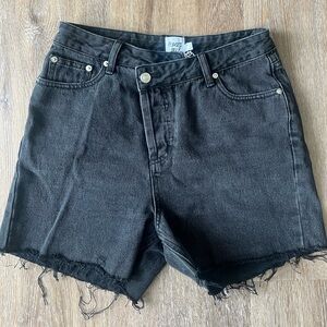 Princess Polly Black Denim Crossover Shorts